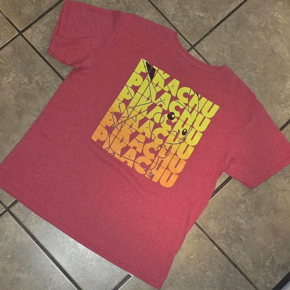 Red Pikachu Kids Graphic T-Shirt Size XL